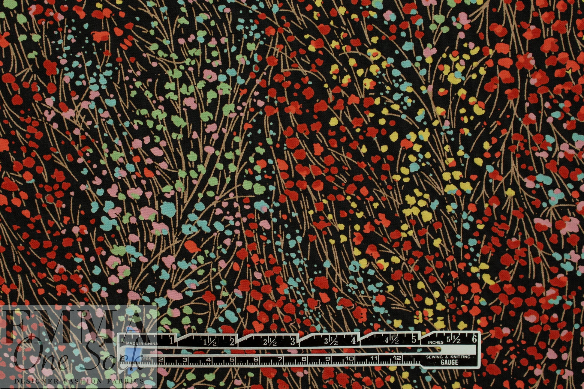 'spring nocturne' poly crepe woven 1.5 yd
