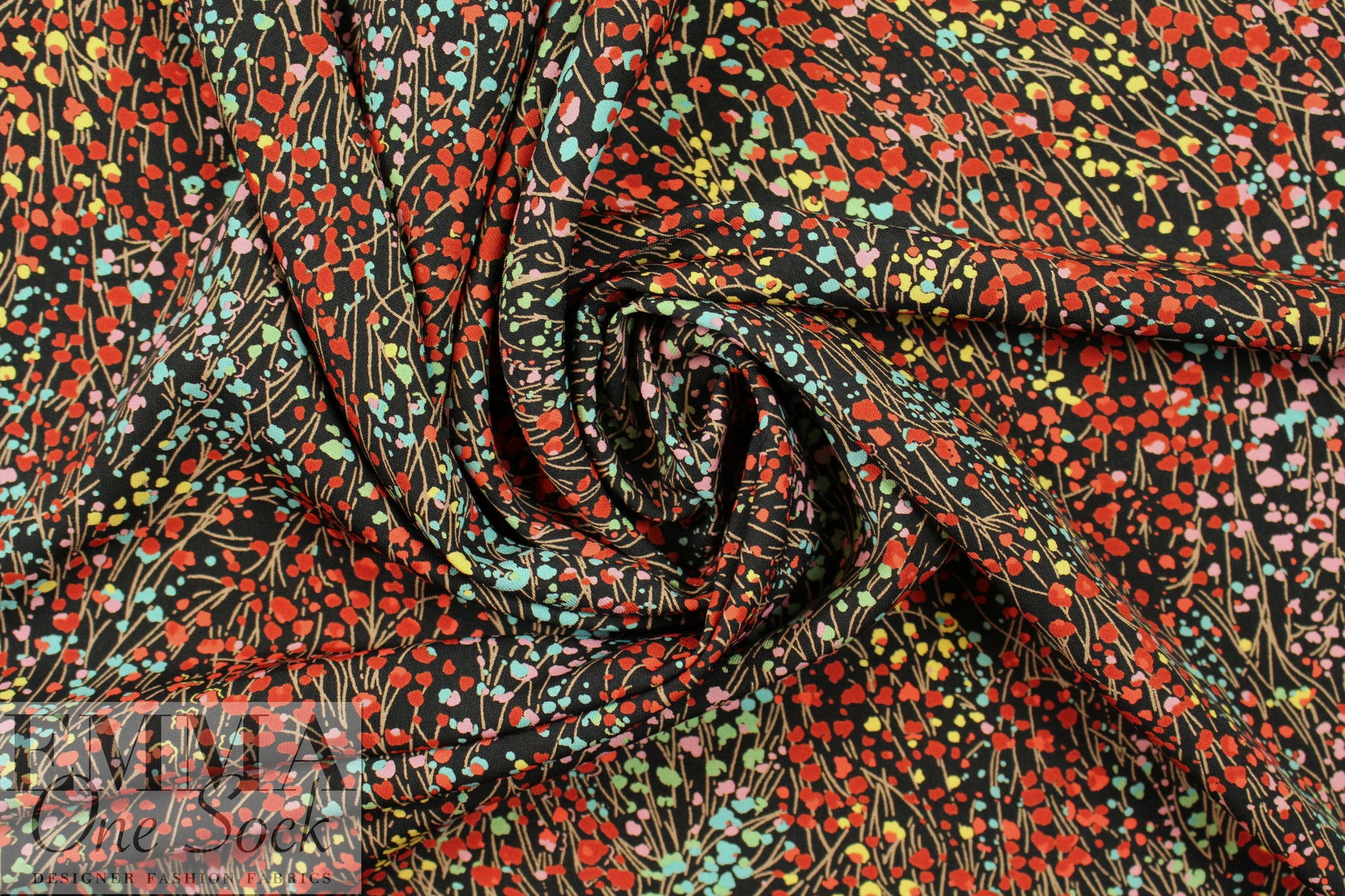 'spring nocturne' poly crepe woven .625 yds