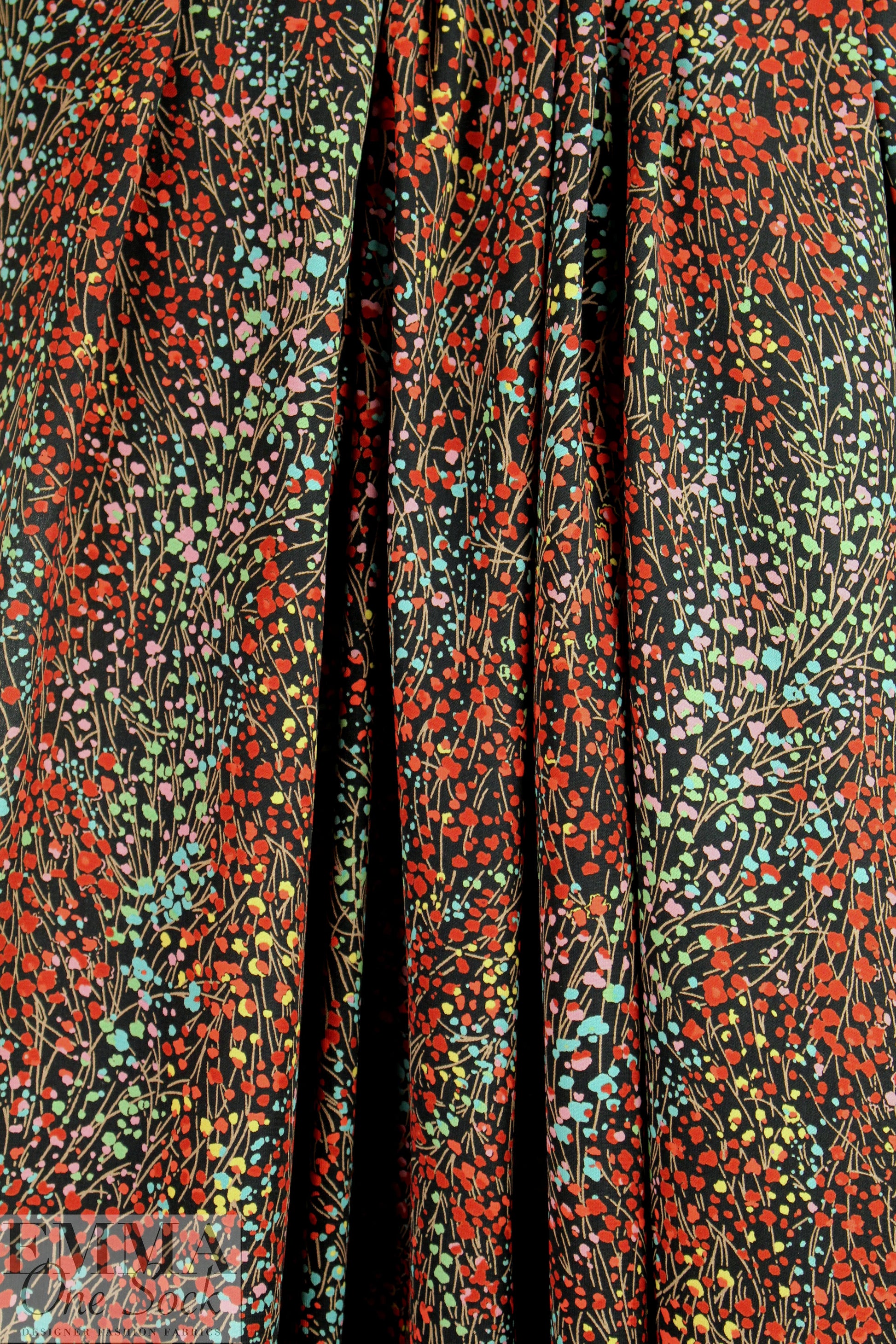 'spring nocturne' poly crepe woven .625 yds