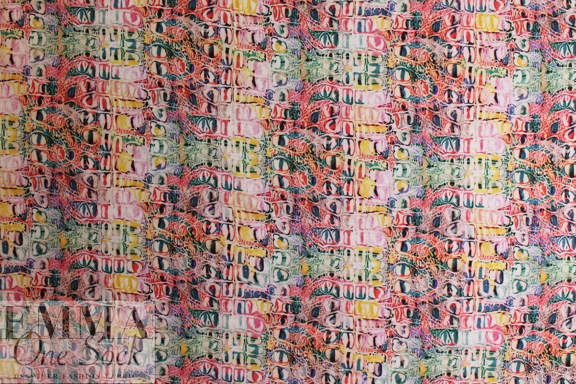NY designer cellular abstract stretch crepe woven