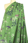 NY designer painerly floral poly crepe woven - fern green