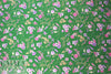 Italian botanicals on green silk crepe de chine 1.5 yds