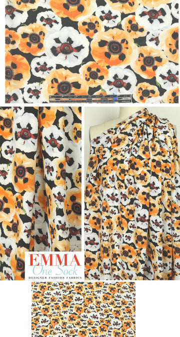 Italian 'O'Keefe poppies' silk crepe de chine