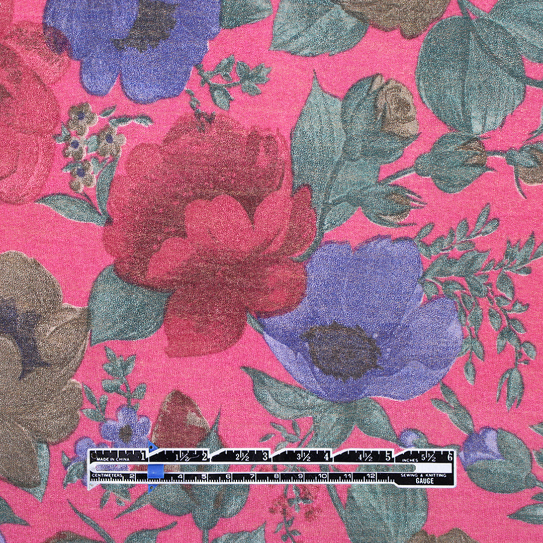 Italian floral wool blend crepe sweater knit  .5 yds