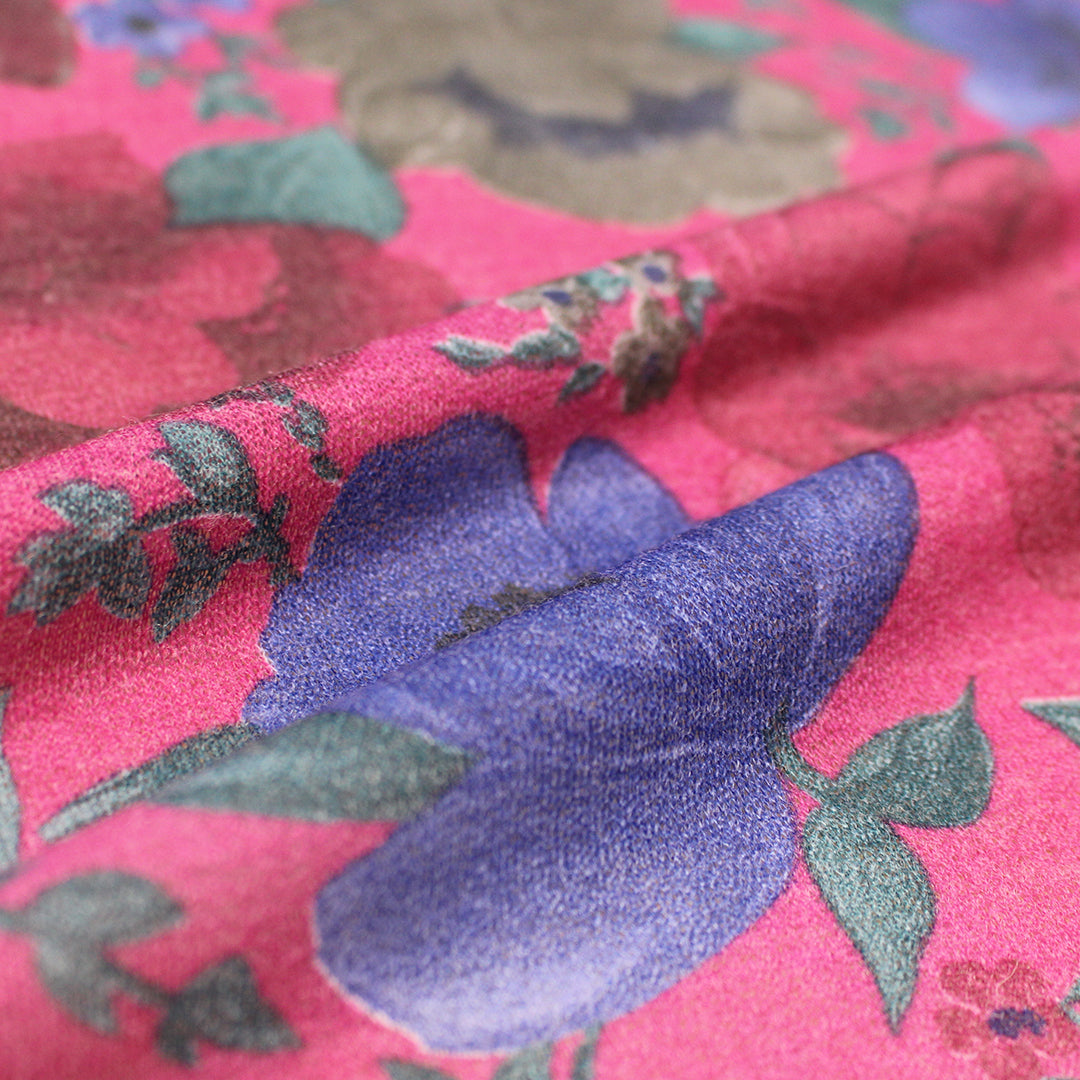 Italian floral wool blend crepe sweater knit  .5 yds