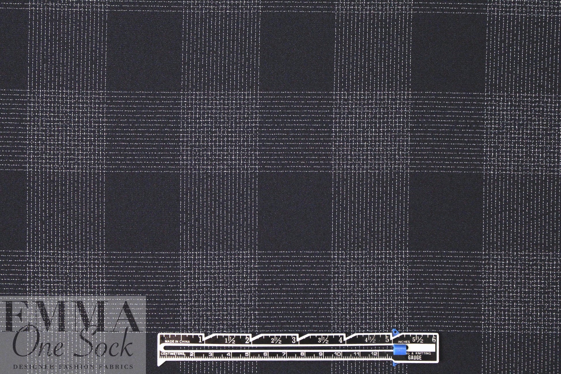 Italian pebble crepe woven - navy plaid