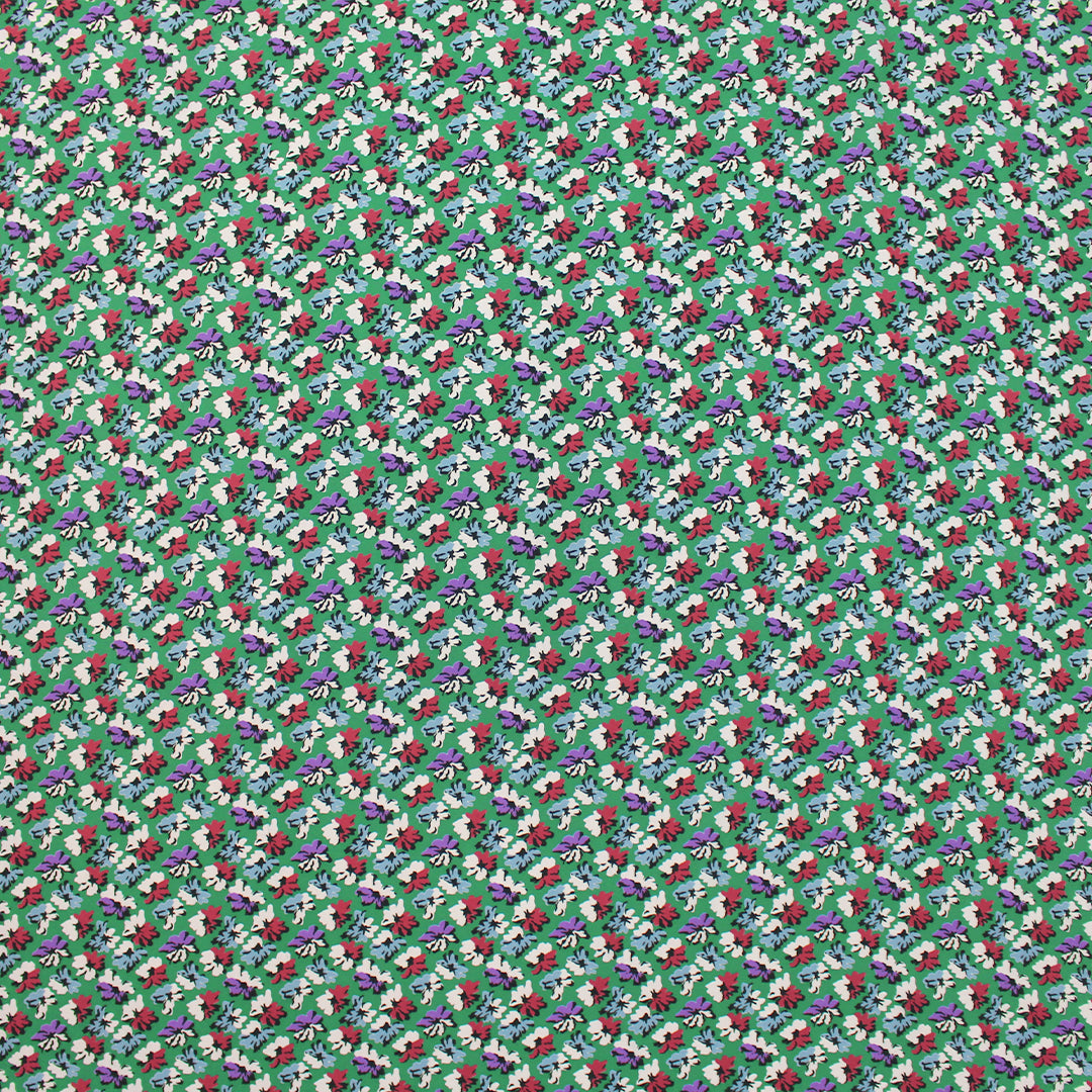 CA designer 'blarney flowers' poly crepe woven 1.4 yd