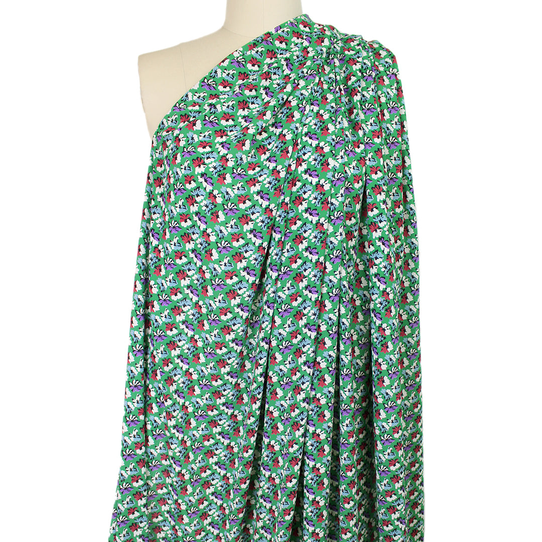 CA designer 'blarney flowers' poly crepe woven 1.4 yd