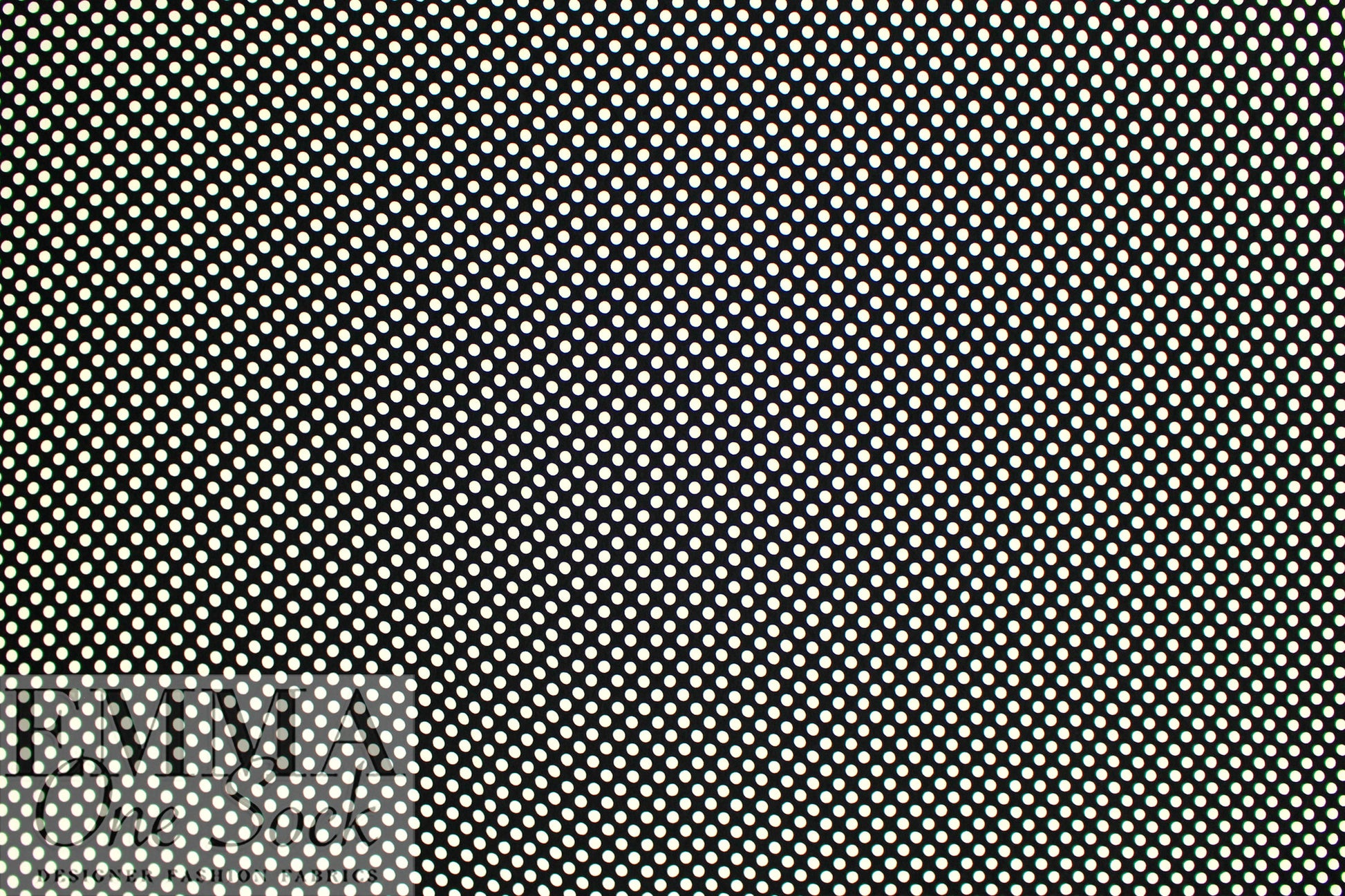 Rache1 Comey white on black dot viscose/silk crepe .75 yds