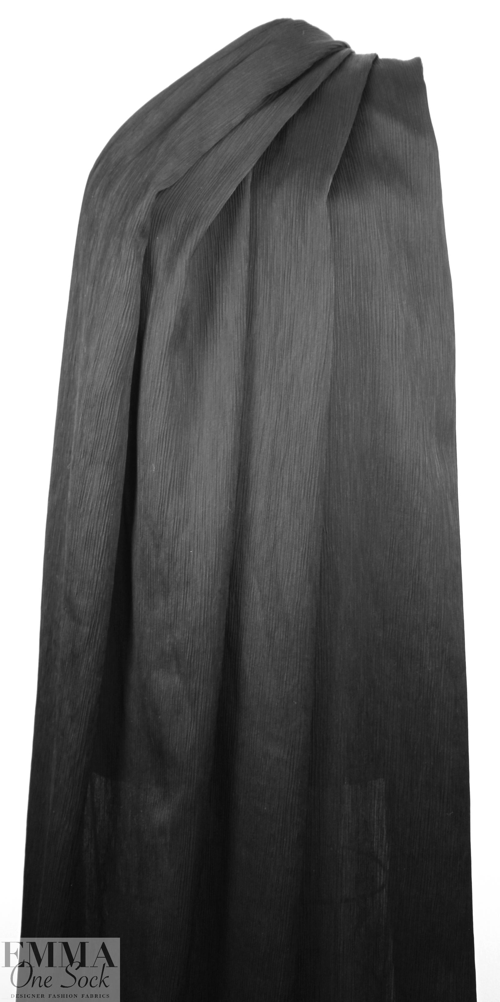 NY designer textured stretch plisse' - black 2 yd