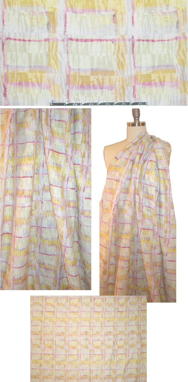 Sun0 silk/cotton/nylon textured printed woven