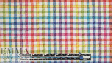 Italian colorful plaid cotton/spandex seersucker