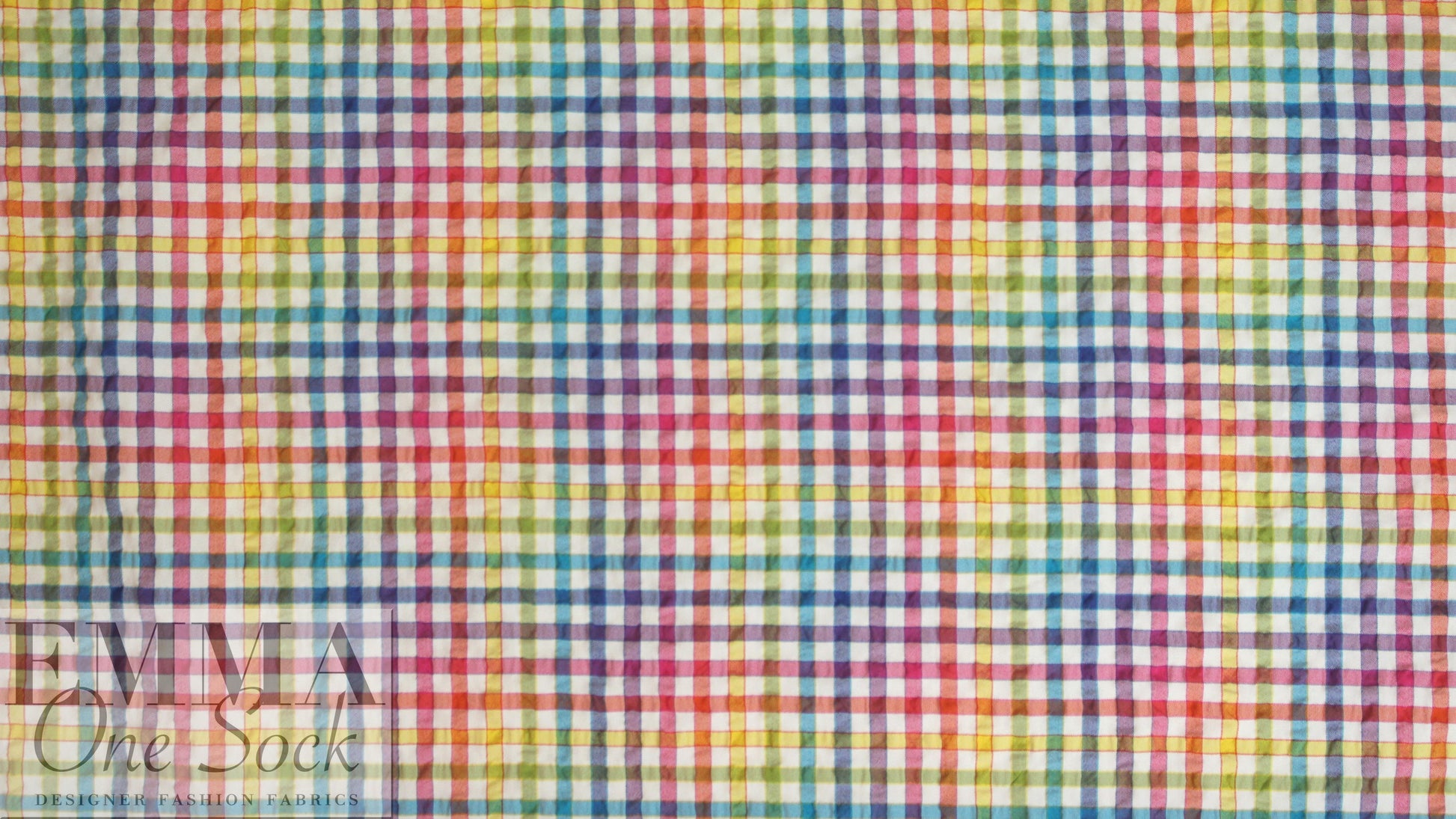 Italian colorful plaid cotton/spandex seersucker