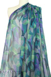 Italian purple/teal/green crinkle silk chiffon