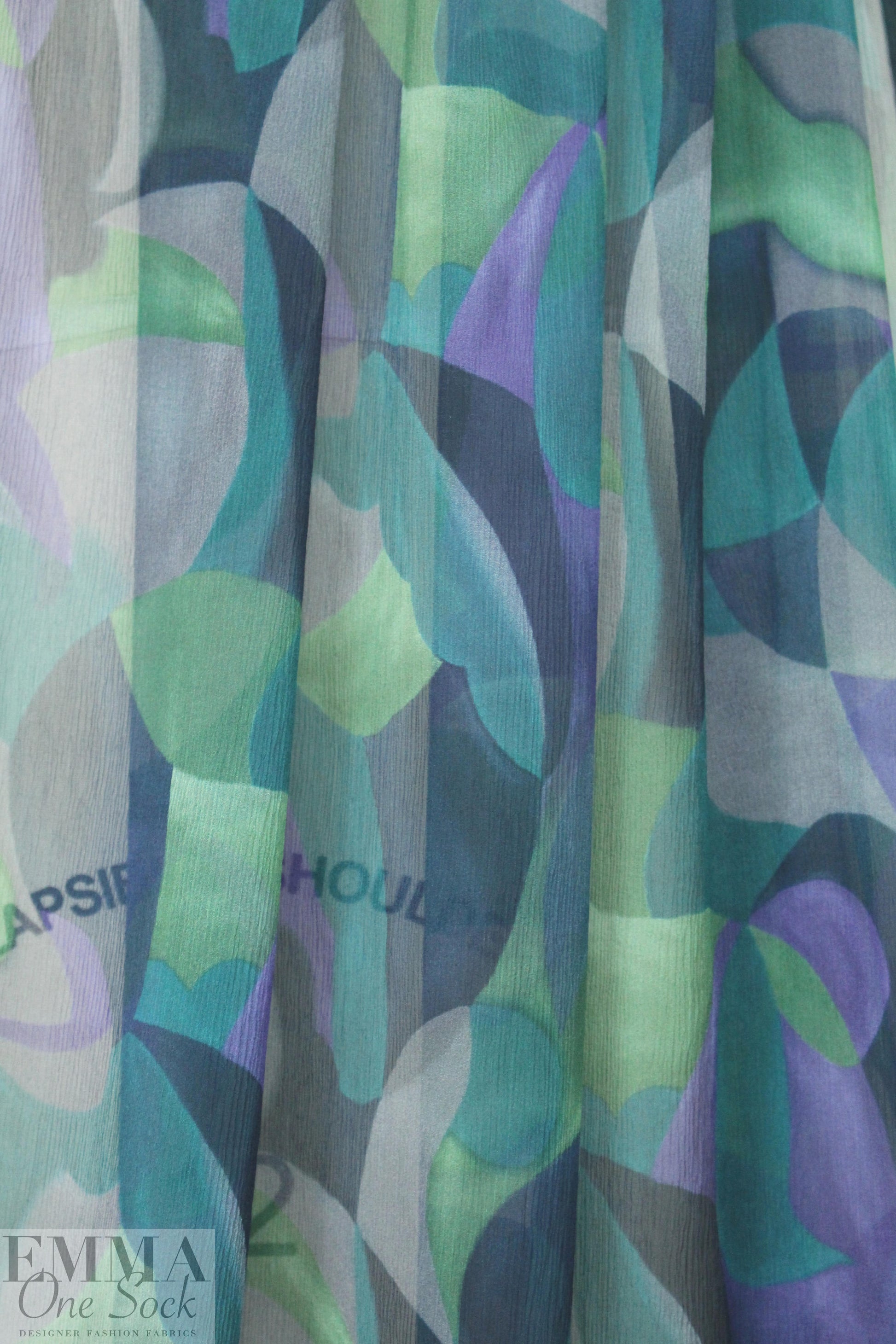 Italian purple/teal/green crinkle silk chiffon