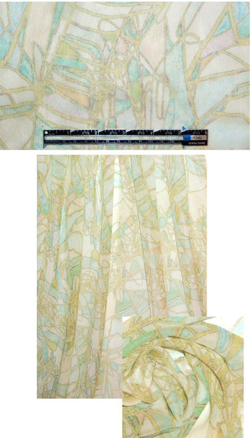 Tahari lemon chiffon/aqua mint crinkle silk chiffon