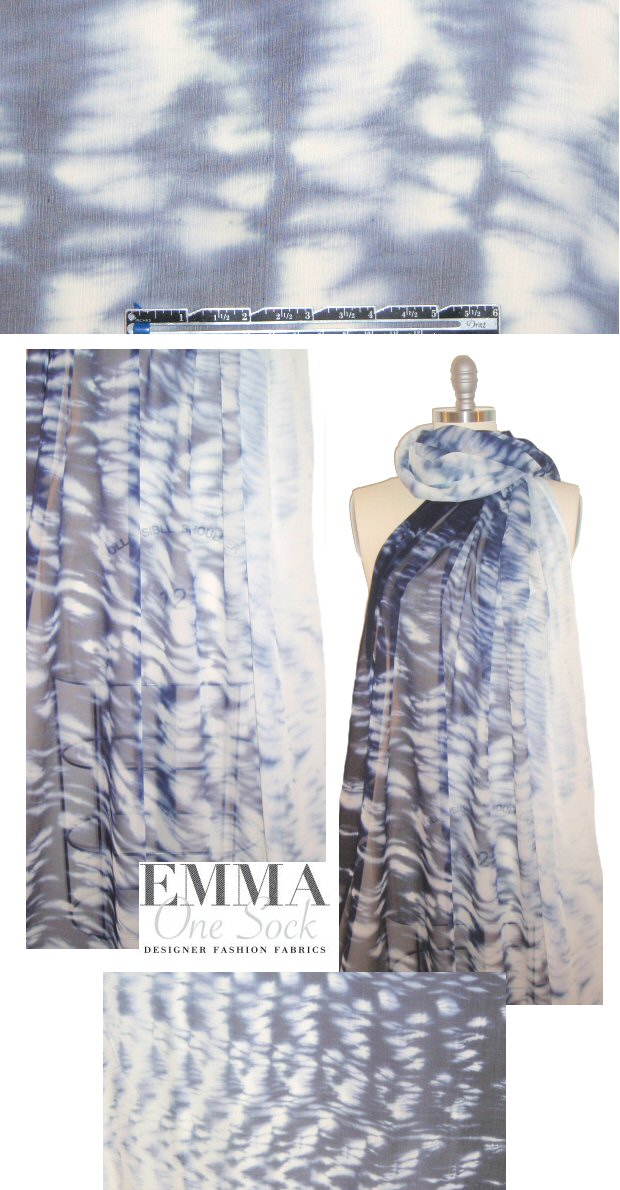 NY designer batiky ombre silk crinkle chiffon