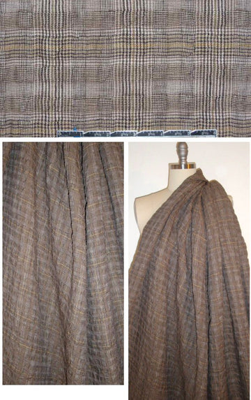 Italian crinkle cotton/viscose blend glen plaid