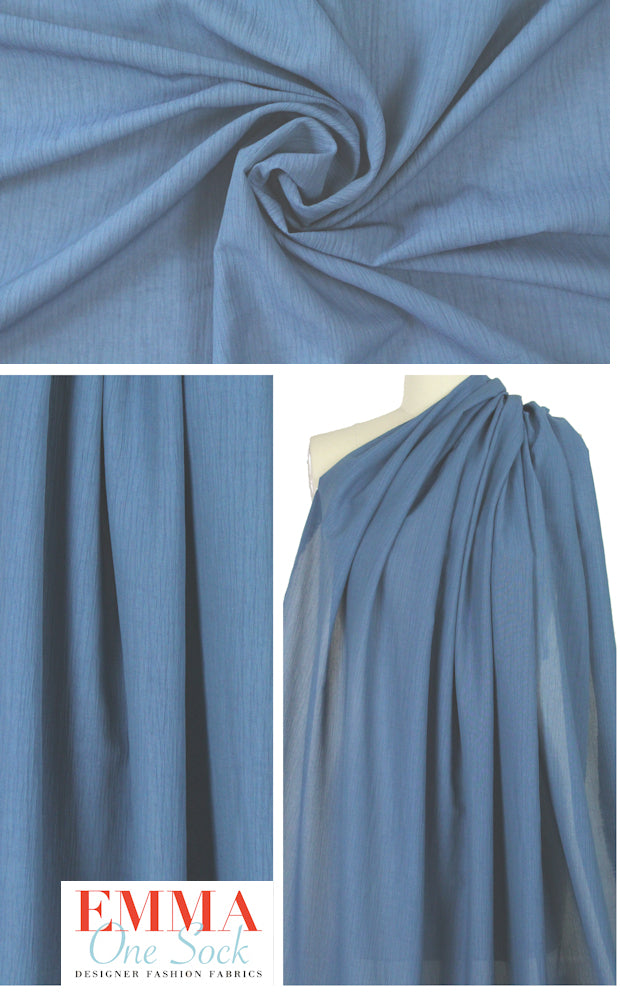 Italian crinkle-textured voile - coronet blue