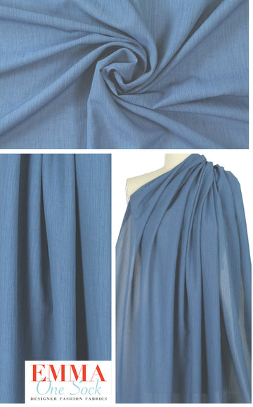 Italian crinkle-textured voile - coronet blue