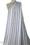 NY designer crinkle metallic stripe cotton - blue/white