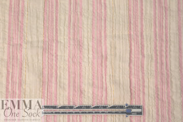NY designer crinkle metallic stripe cotton - pink/ivory