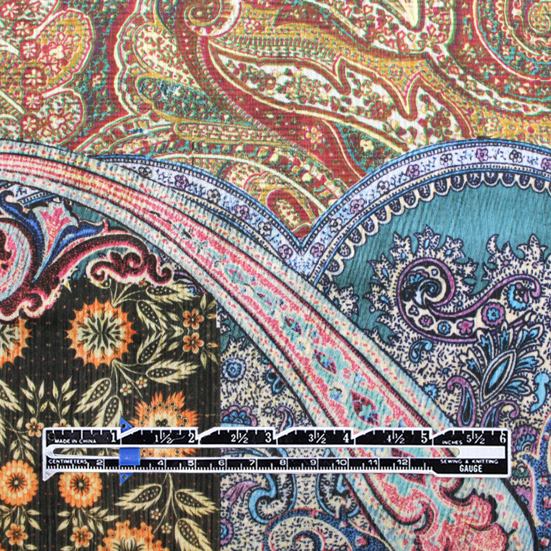 French 'boho paisley' polyester blouseweight .625 yds