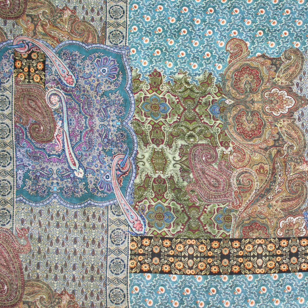 French 'boho paisley' polyester blouseweight .625 yds