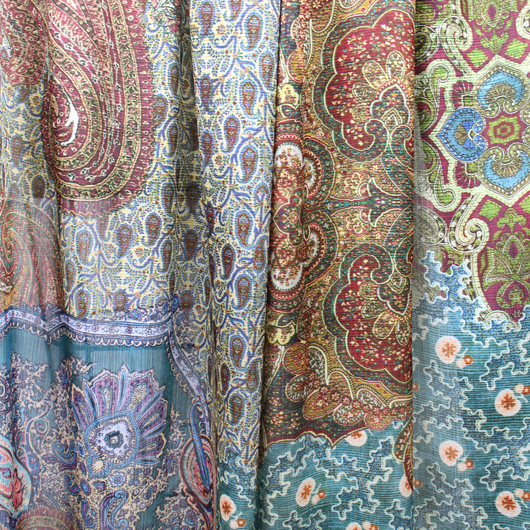 French 'boho paisley' polyester blouseweight .625 yds