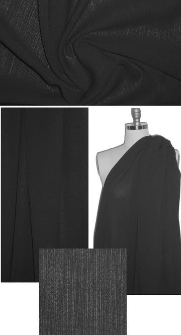 crinkle-textured wool gauze - black