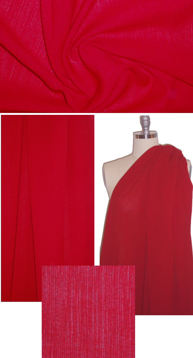 crinkle-textured wool gauze - rouge