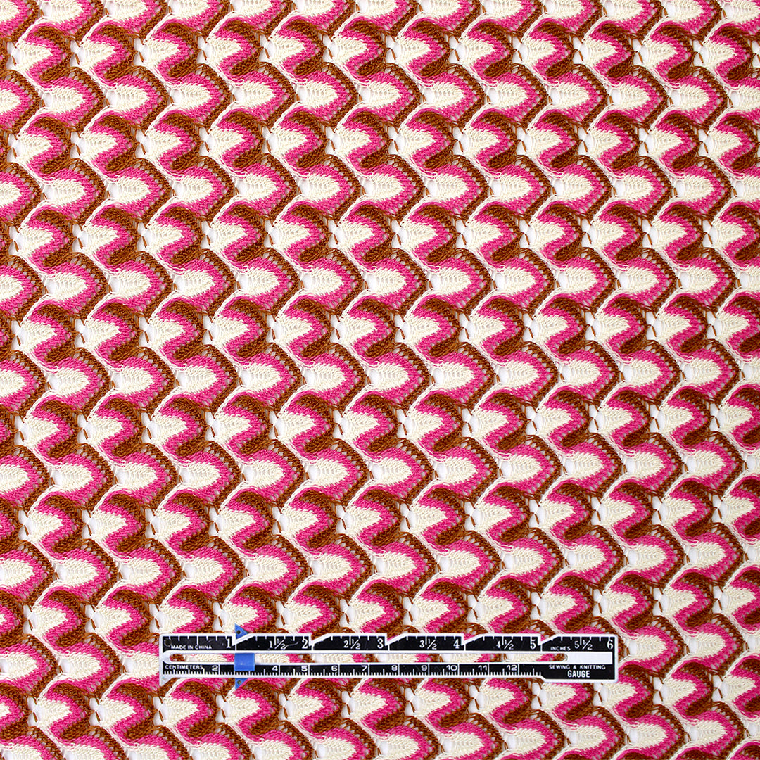 Missoni-esque scallop stitch crochet knit - berry/nutmeg 1.875 yd