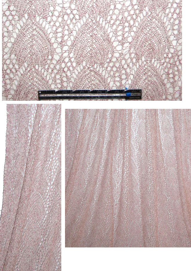 Italian yarn dye crochet sweater lace - white/pink met.