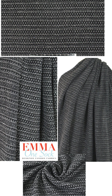 Tah@ri 'crochet stitch'  - black/gray FLAWED, 1 yard