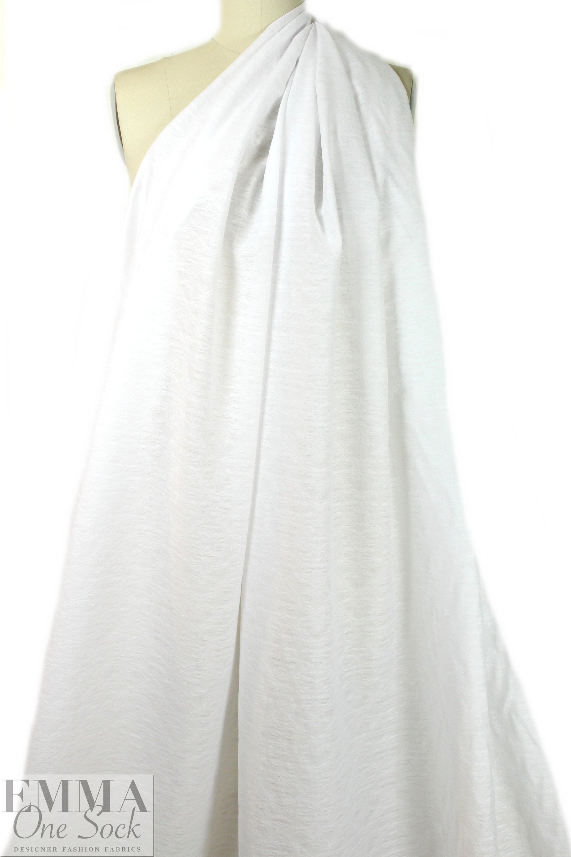 Italian  fleur-de-lis cotton blend damask - white