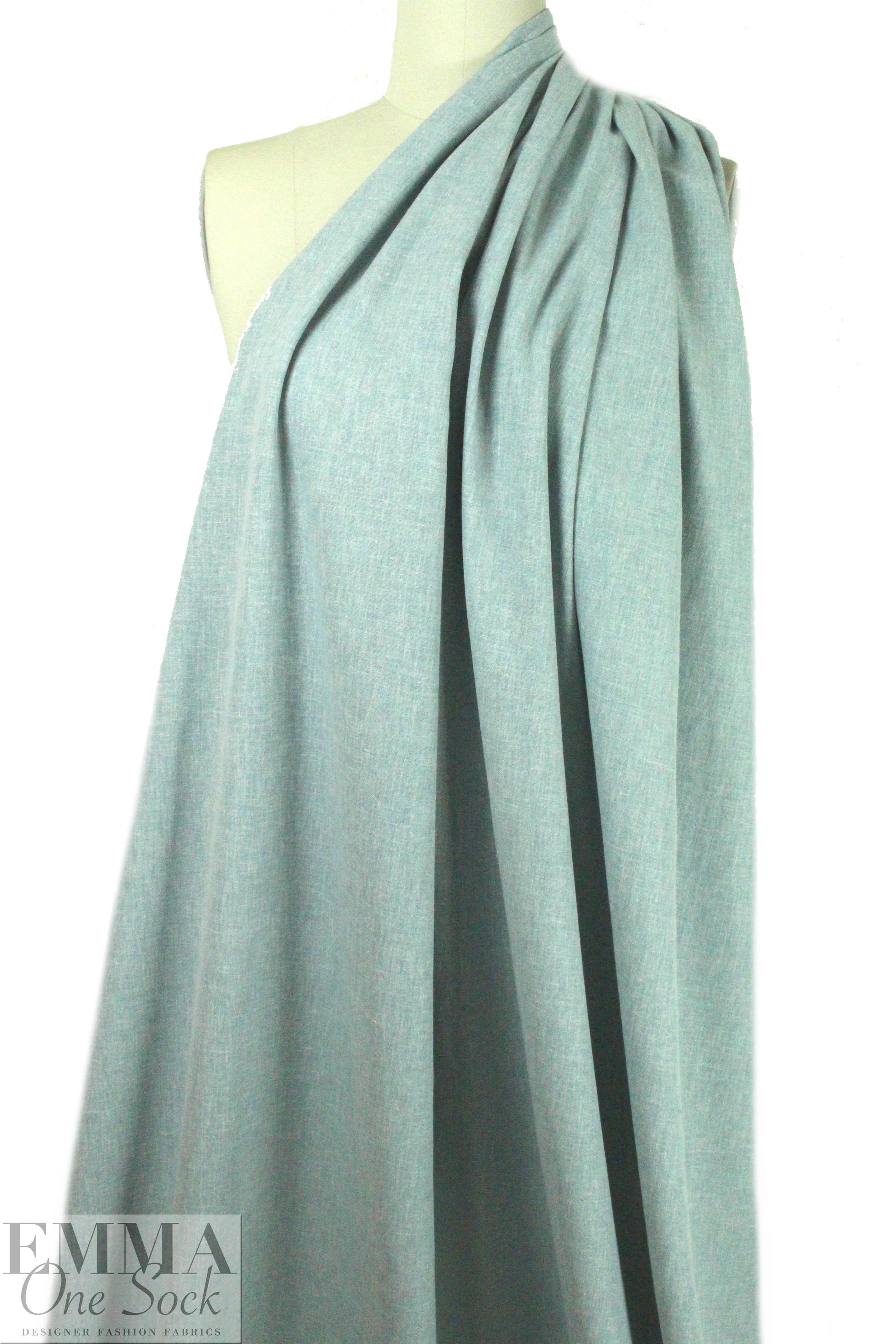 European poly/cotton/linen blend woven - dusty aqua .75 yds