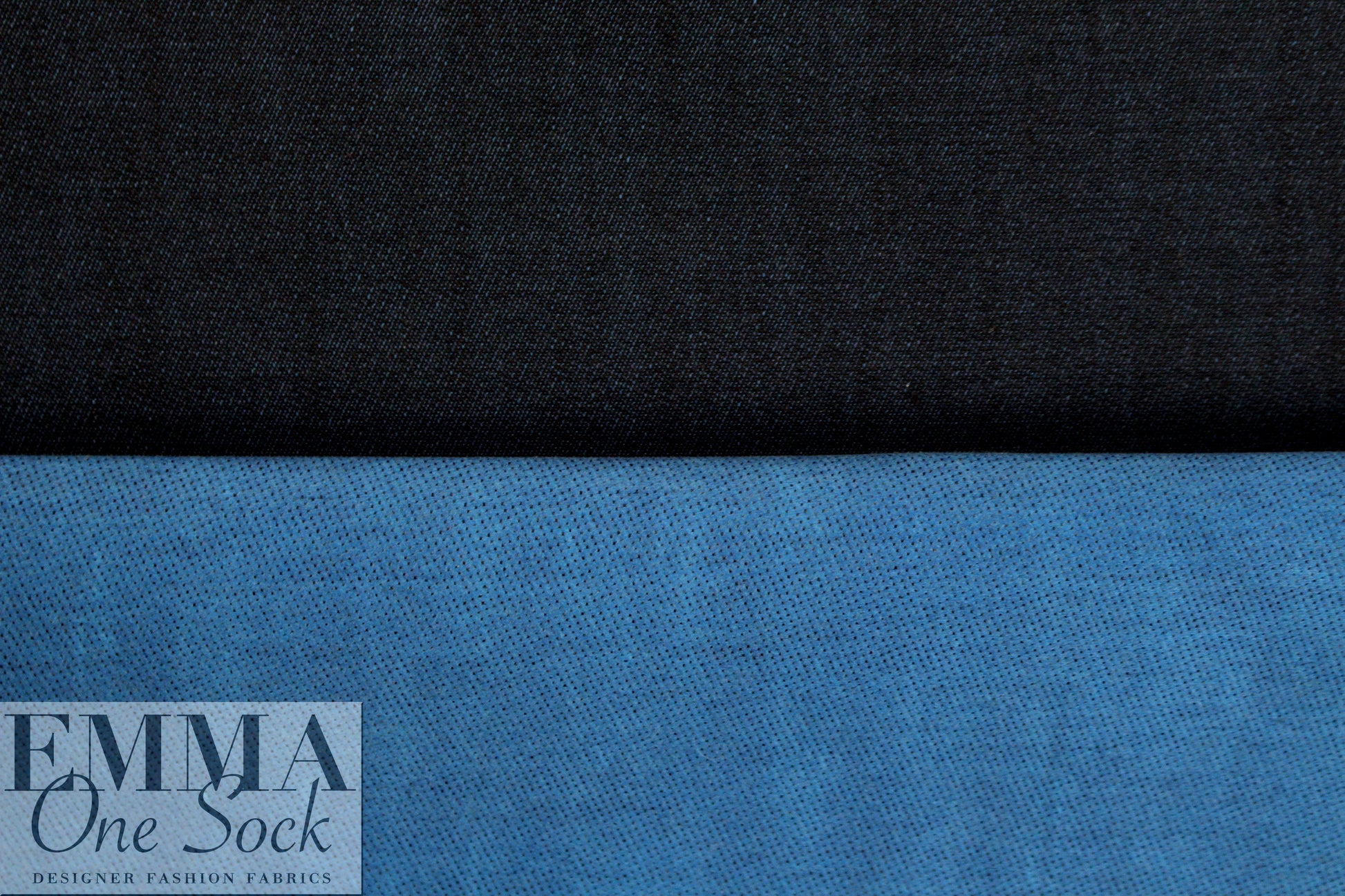 Italian doubleface cotton denim - azure/midnight