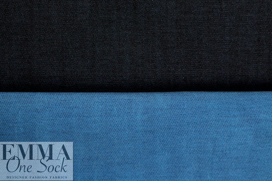 Italian doubleface cotton denim - azure/midnight .75 yds