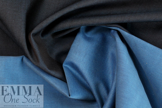Italian doubleface cotton denim - azure/midnight