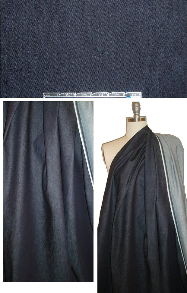 Italian dark blue med. weight stretch denim