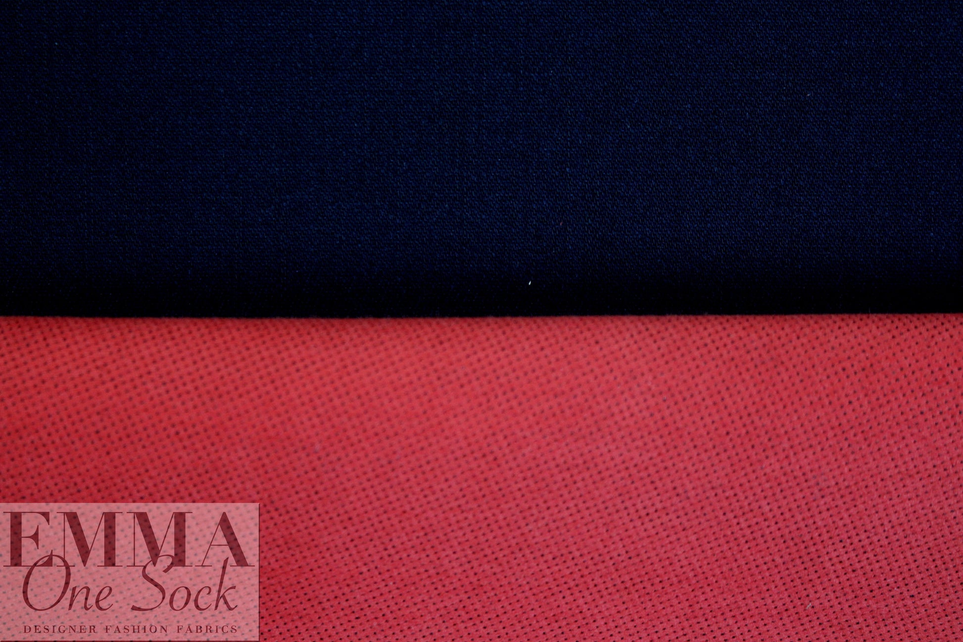Italian doubleface cotton denim - coral red/black