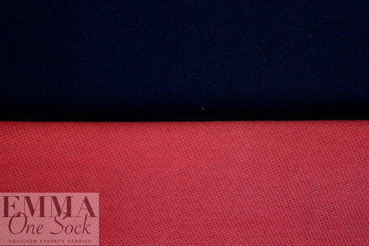 Italian doubleface cotton denim - coral red/black 1.875 yd