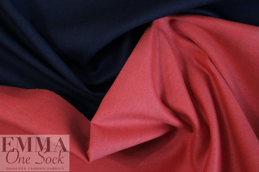 Italian doubleface cotton denim - coral red/black 1.875 yd