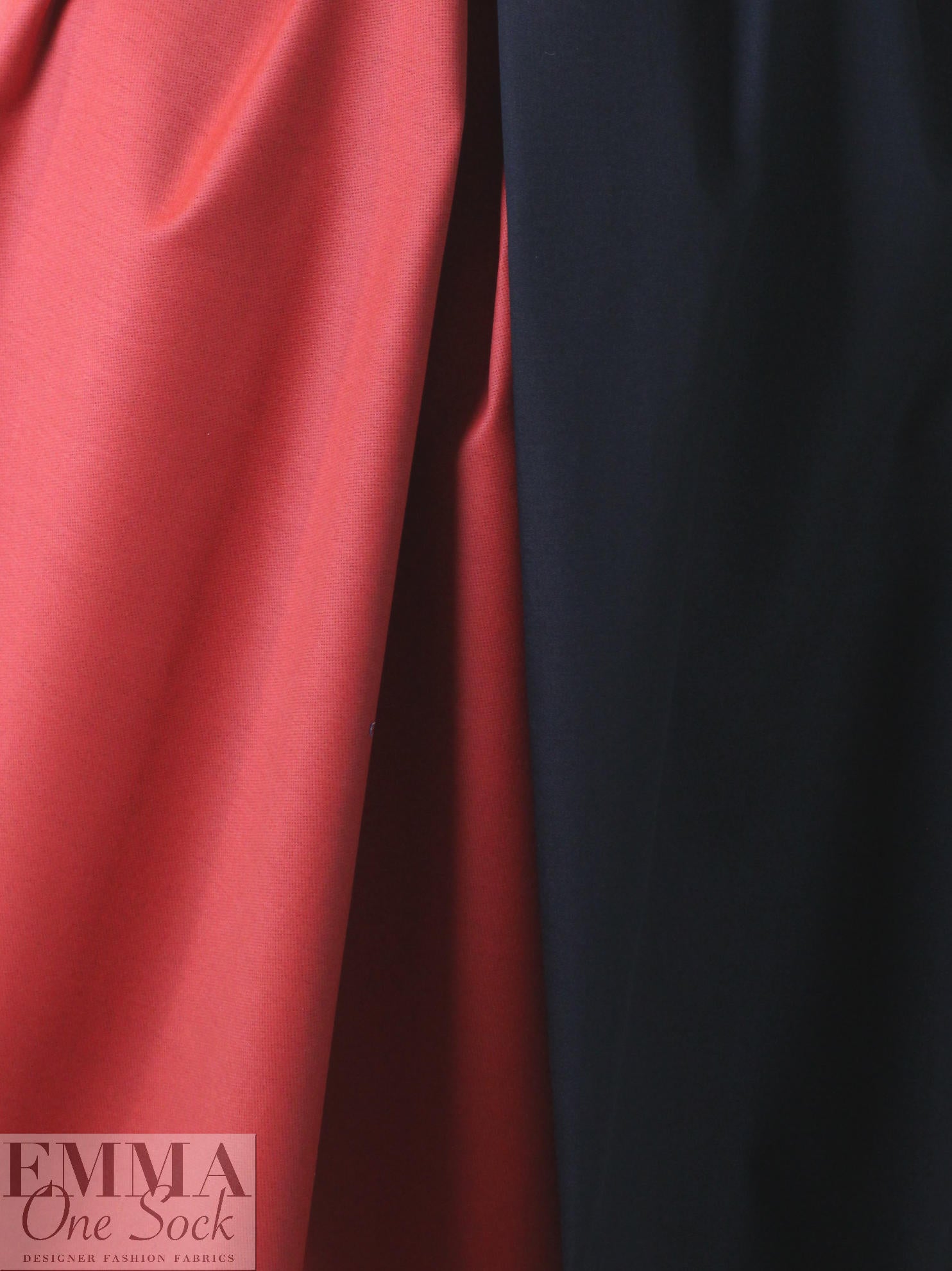 Italian doubleface cotton denim - coral red/black