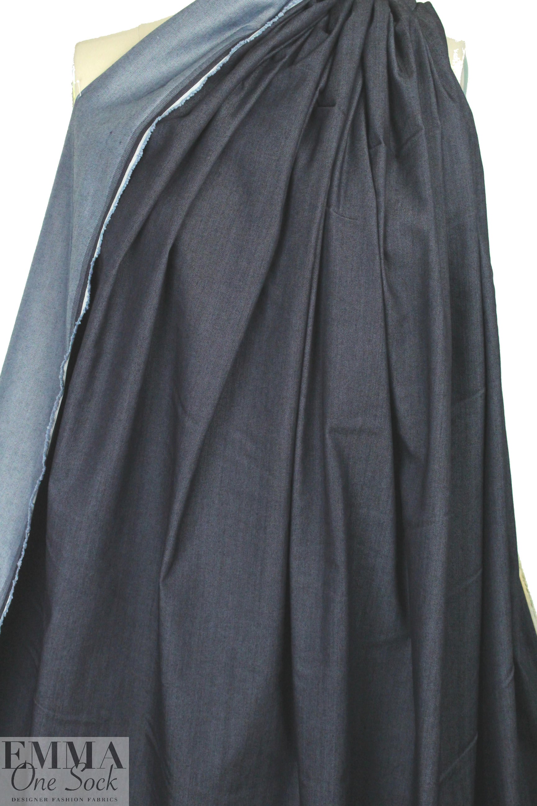 Italian dark blue twill weave stretch denim