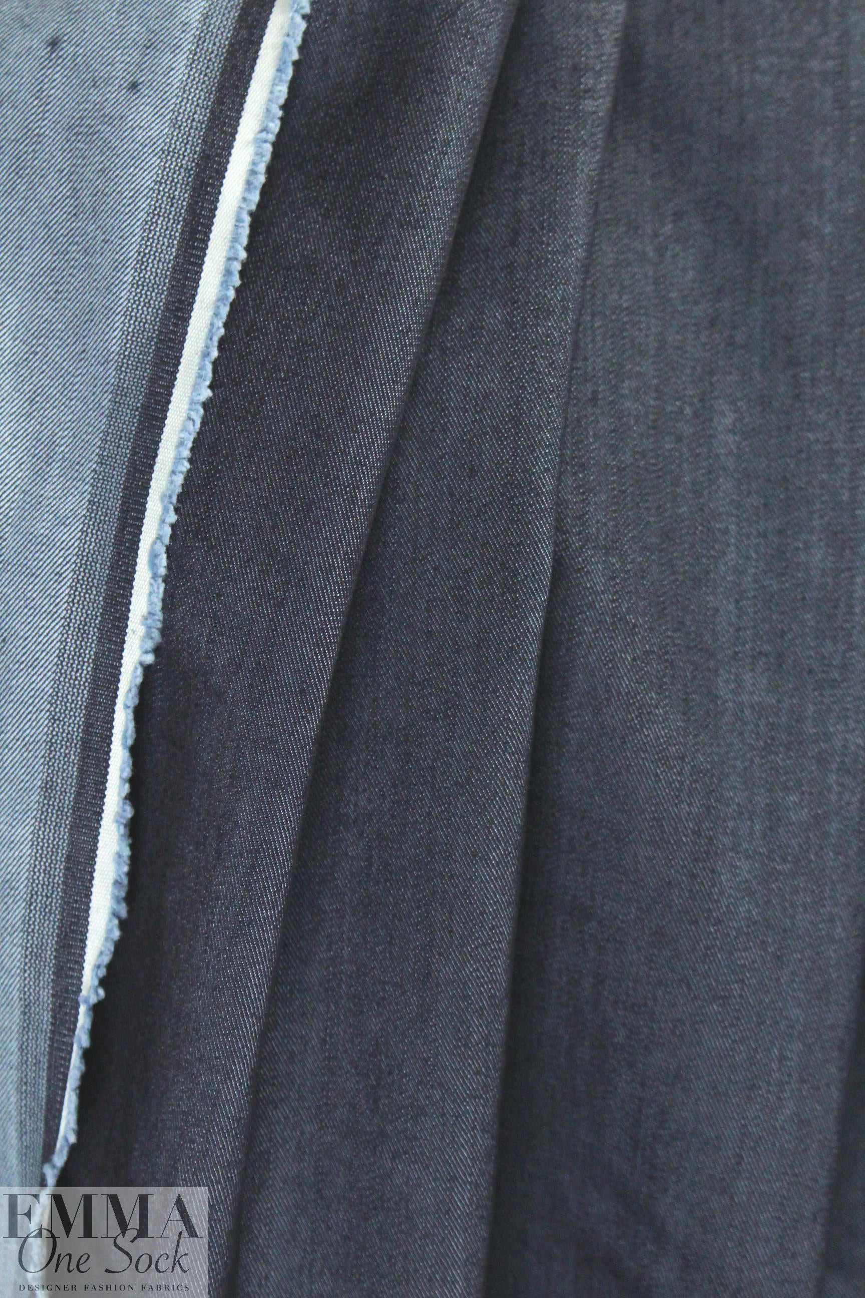 Italian dark blue twill weave stretch denim