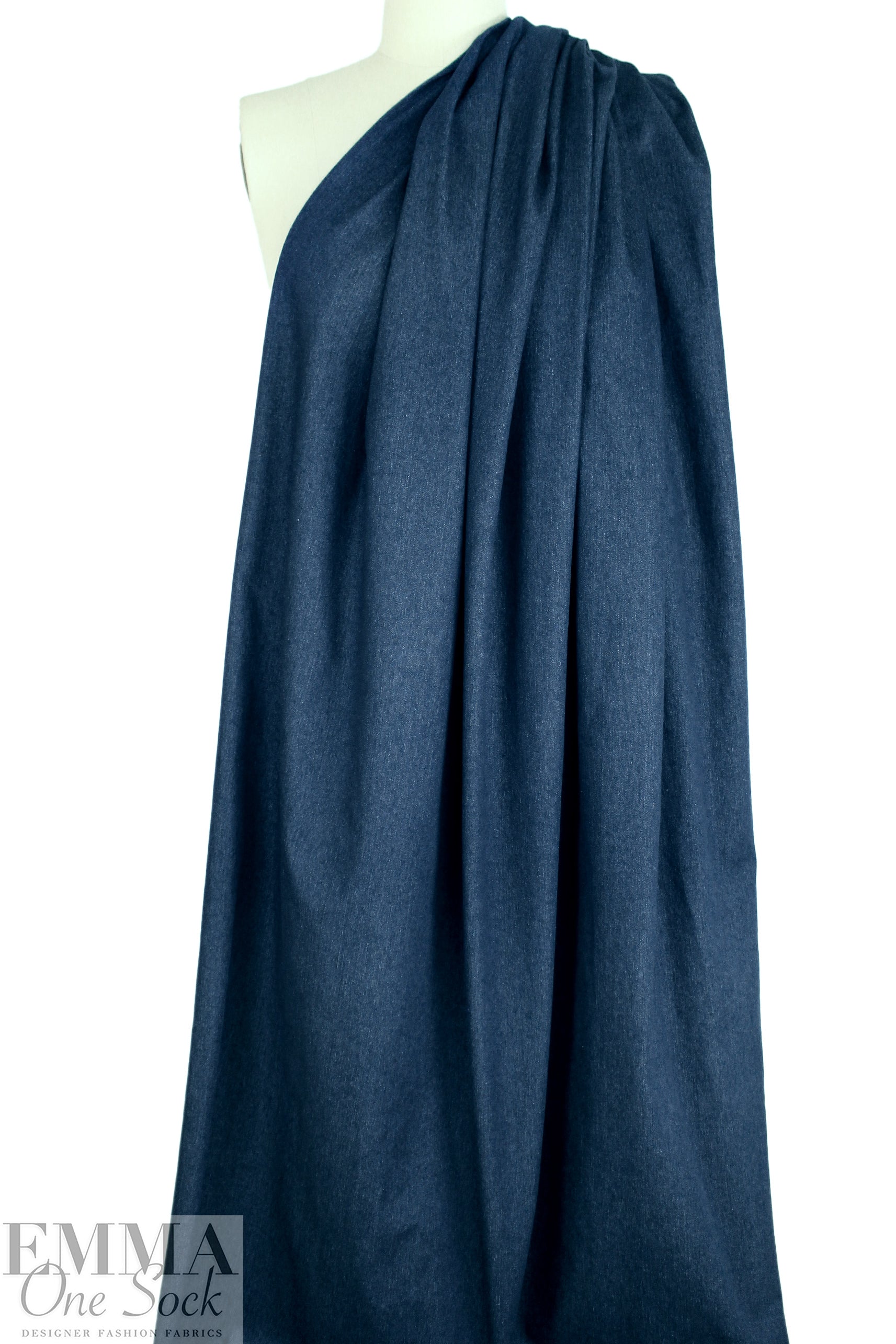 Dutch washed stretch cotton denim - dark wash blue .75 yds