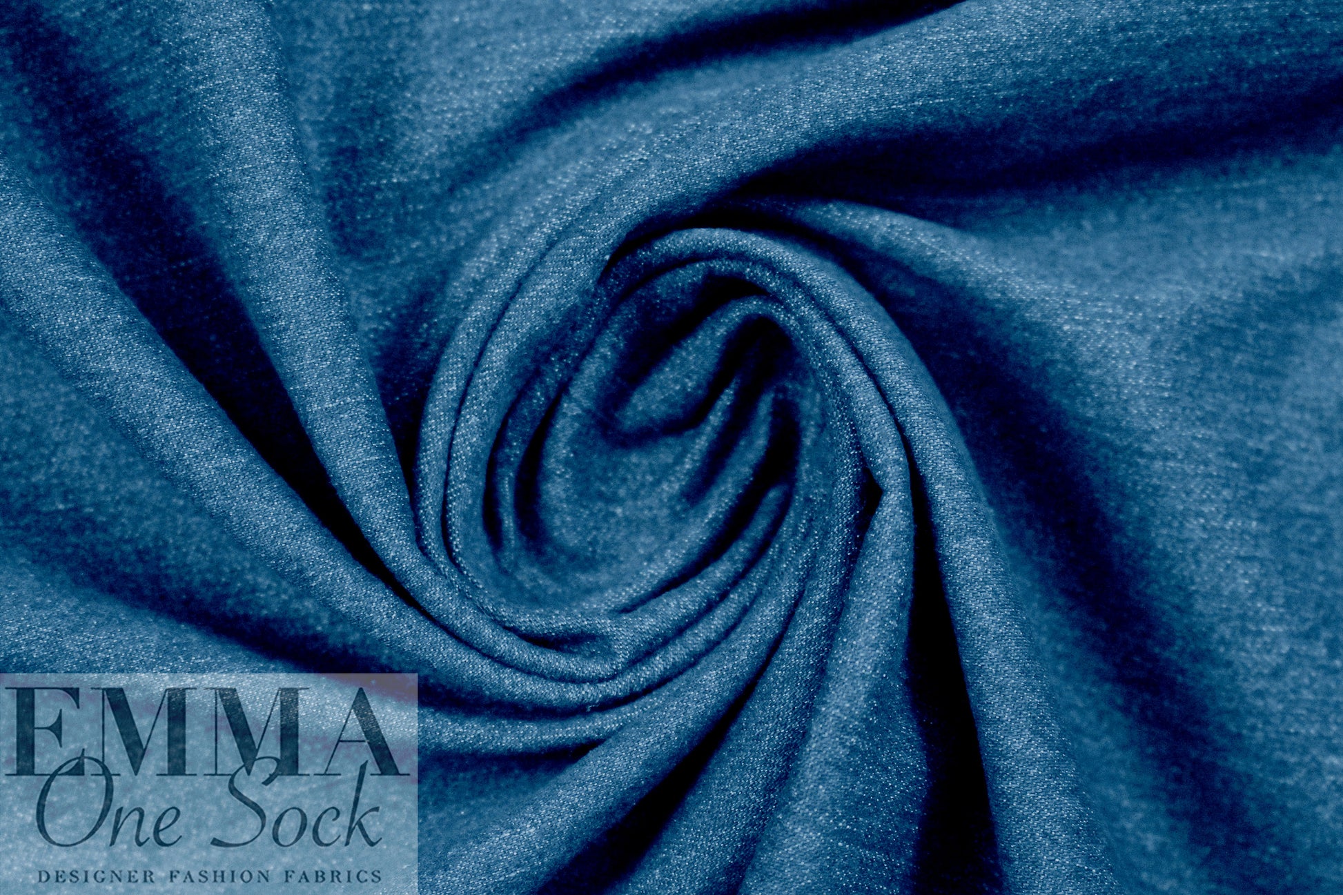Dutch washed stretch cotton denim - medium wash blue .875 yds