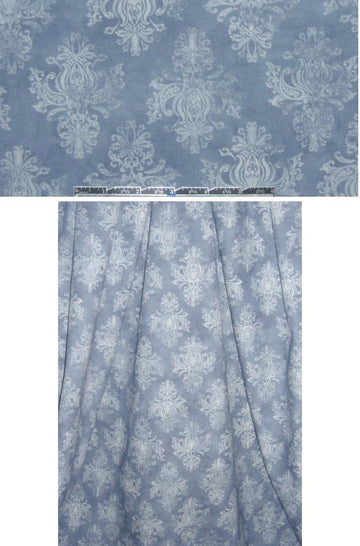 French 'faded scroll' printed stretch denim - blue