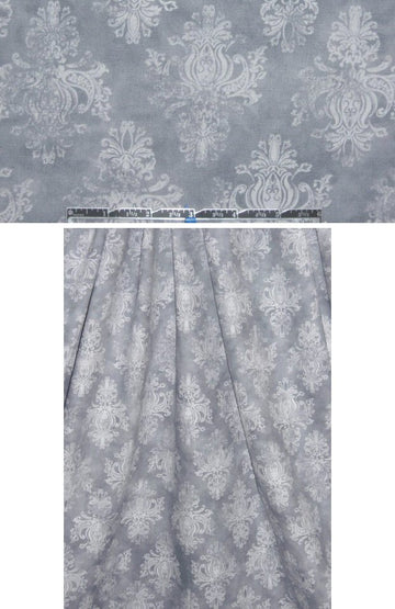 French 'faded scroll' printed stretch denim - gray